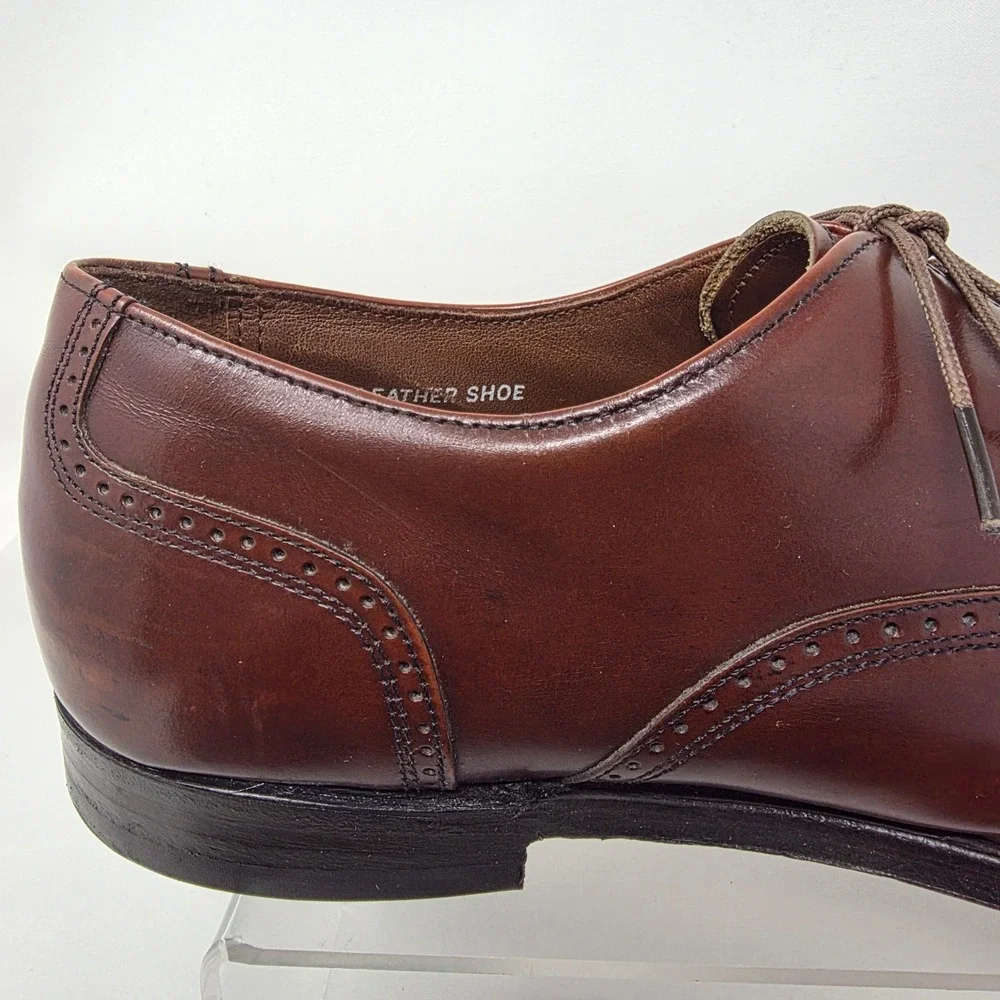 Nuflex Prime Oxford Shoes Mens 12 Cap Toe Brown Leather Brogue Made in USA